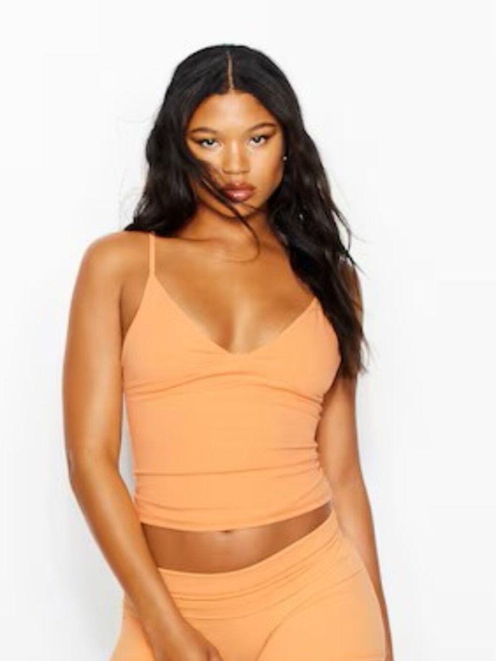 New Orange Apricot Active Plunge Cami Top